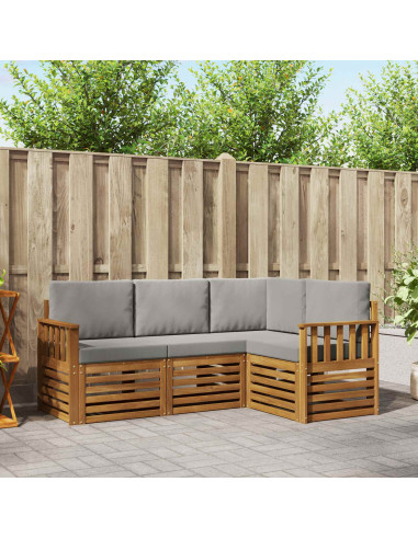 Set divani con cuscino 4 pcs Grigio Naturale e Chiaro