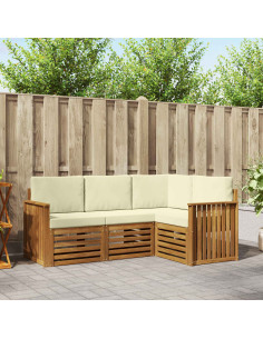 Set divani 4 pcs Naturale e Crema Legno di Acacia Massello