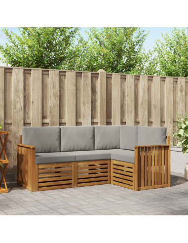 Set divani con cuscino 4 pcs Grigio Naturale e Chiaro