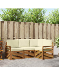 Set divani 4 pcs Naturale e Crema Legno di Acacia Massello