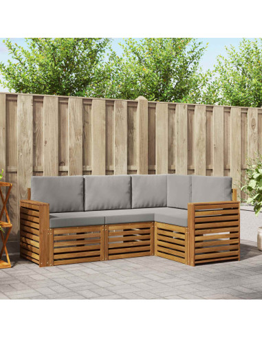 Set divani con cuscino 4 pcs Grigio Naturale e Chiaro