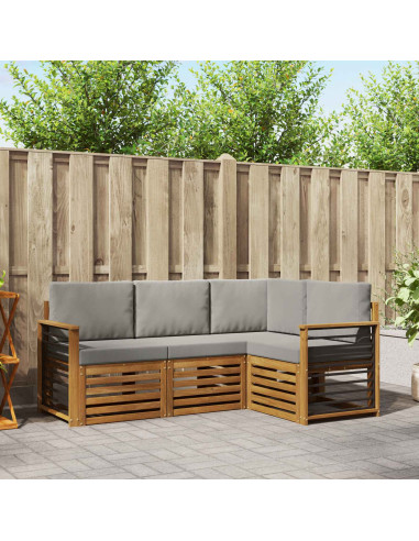 Set divani con cuscino 4 pcs Grigio Naturale e Chiaro