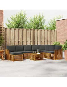 Set divani 9 pcs Naturale e Antracite Legno di Acacia Massello