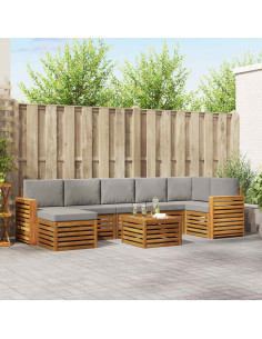 Set divani con cuscino 8 pcs Grigio Naturale e Chiaro