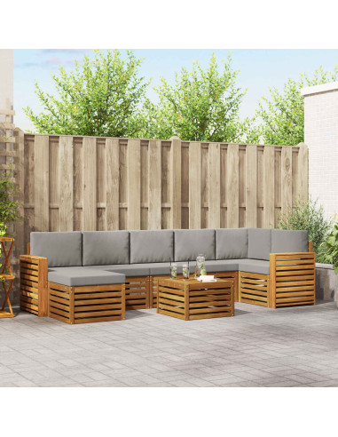 Set divani con cuscino 8 pcs Grigio Naturale e Chiaro