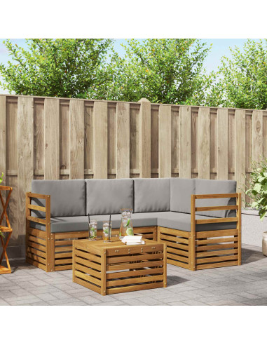 Set divani con cuscino 5 pcs Grigio Naturale e Chiaro