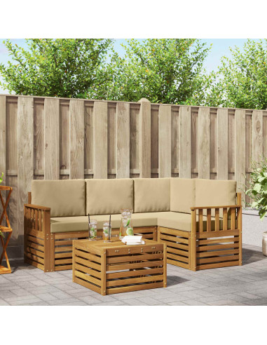 Set di Mobili 5 pcs Naturale e Beige Legno multistrato