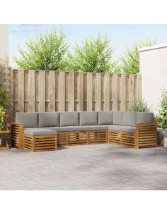 Set divani con cuscino 8 pcs Grigio Naturale e Chiaro