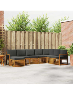 Set divani 8 pcs Naturale e Antracite Legno di Acacia Massello