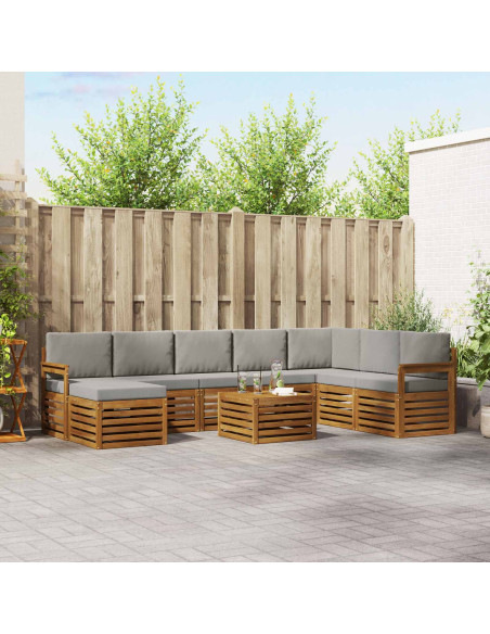 Set divani con cuscino 9 pcs Grigio Naturale e Chiaro