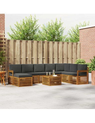 Set divani 9 pcs Naturale e Antracite Legno di Acacia Massello