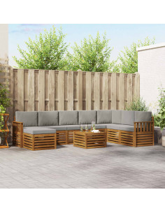 Set divani con cuscino 9 pcs Grigio Naturale e Chiaro