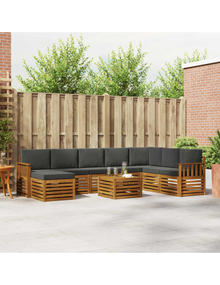 Set divani 9 pcs Naturale e Antracite Legno di Acacia Massello