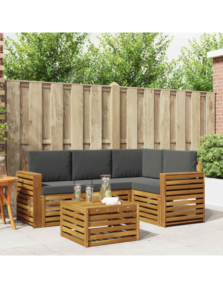 Set di Mobili 5 pcs Naturale e Antracite Legno multistrato