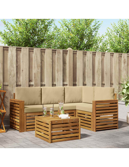 Set di Mobili 5 pcs Naturale e Beige Legno multistrato