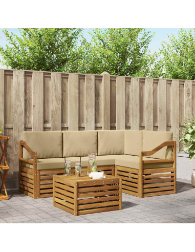 Set di Mobili 5 pcs Naturale e Beige Legno multistrato