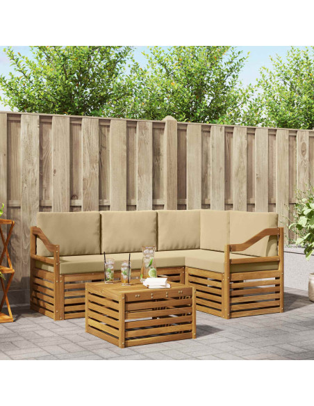 Set di Mobili 5 pcs Naturale e Beige Legno multistrato