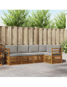 Set divani con cuscino 5 pcs Grigio Naturale e Chiaro