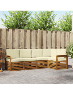 Set divani 5 pcs Naturale e Crema Legno di Acacia Massello