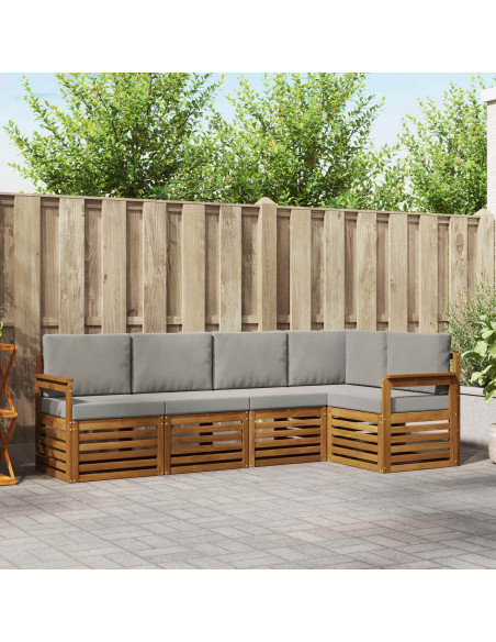 Set divani con cuscino 5 pcs Grigio Naturale e Chiaro