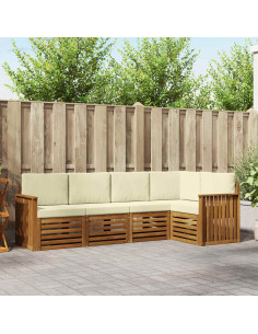 Set divani 5 pcs Naturale e Crema Legno di Acacia Massello