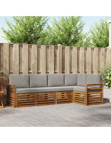 Set divani con cuscino 5 pcs Grigio Naturale e Chiaro