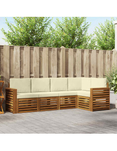 Set divani 5 pcs Naturale e Crema Legno di Acacia Massello