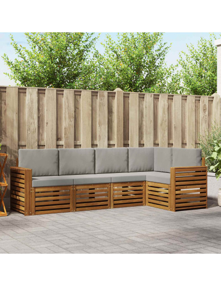 Set divani con cuscino 5 pcs Grigio Naturale e Chiaro