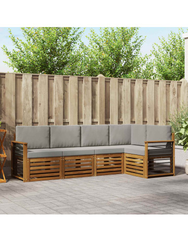 Set divani con cuscino 5 pcs Grigio Naturale e Chiaro