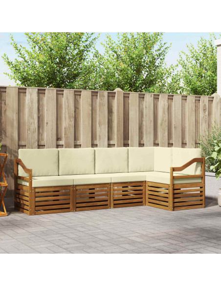 Set divani 5 pcs Naturale e Crema Legno di Acacia Massello