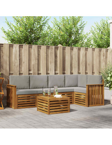 Set divani con cuscino 6 pcs Grigio Naturale e Chiaro