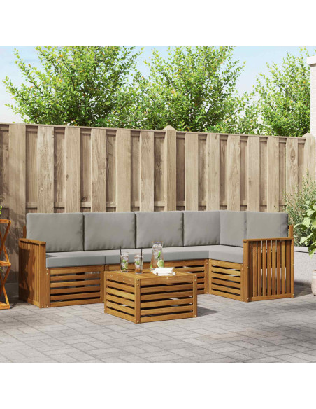 Set divani con cuscino 6 pcs Grigio Naturale e Chiaro