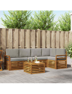 Set divani con cuscino 6 pcs Grigio Naturale e Chiaro