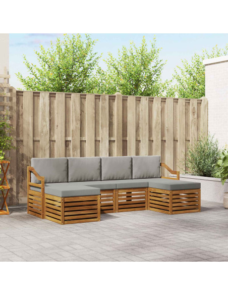 Set divani con cuscino 6 pcs Grigio Naturale e Chiaro