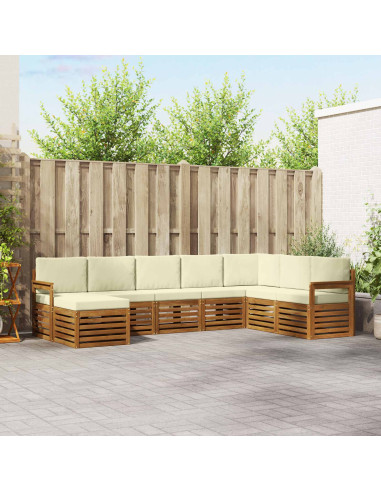 Set divani 8 pcs Naturale e Crema Legno di Acacia Massello