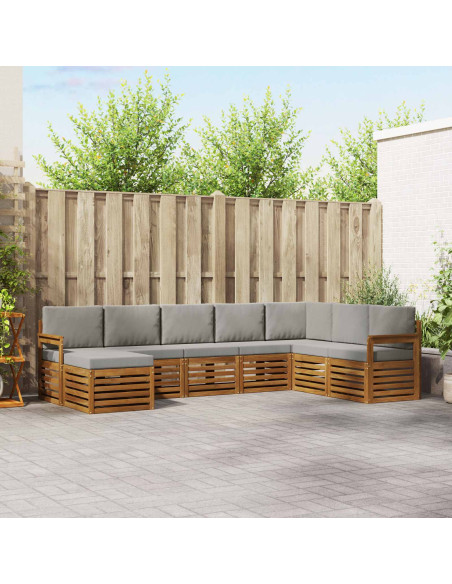 Set divani con cuscino 8 pcs Grigio Naturale e Chiaro
