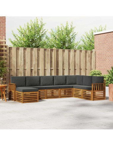 Set divani 8 pcs Naturale e Antracite Legno di Acacia Massello