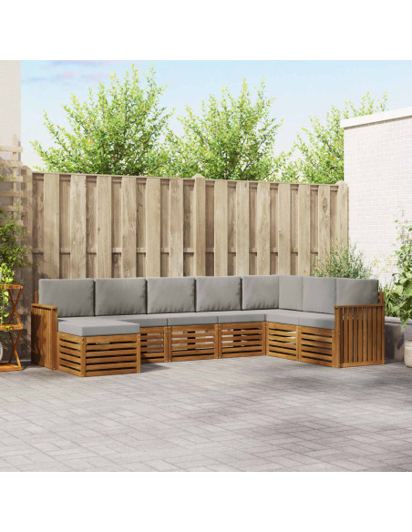 Set divani con cuscino 8 pcs Grigio Naturale e Chiaro
