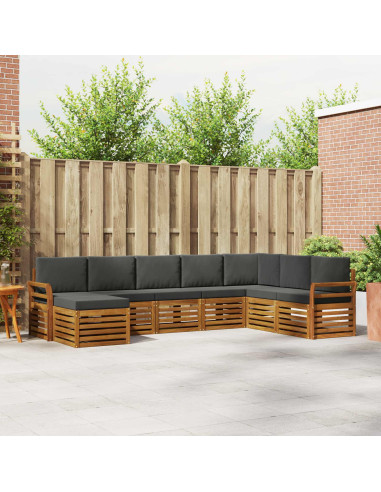 Set divani 8 pcs Naturale e Antracite Legno di Acacia Massello
