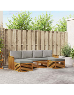 Set divani con cuscino 6 pcs Grigio Naturale e Chiaro