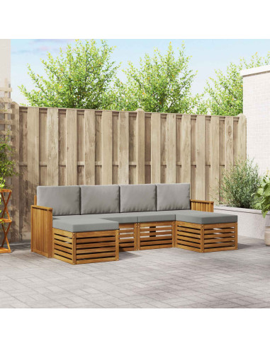 Set divani con cuscino 6 pcs Grigio Naturale e Chiaro