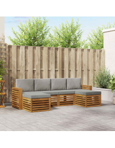 Set divani con cuscino 6 pcs Grigio Naturale e Chiaro