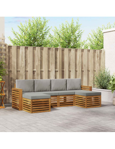 Set divani con cuscino 6 pcs Grigio Naturale e Chiaro