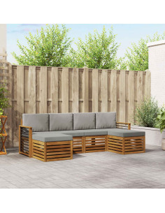 Set divani con cuscino 6 pcs Grigio Naturale e Chiaro