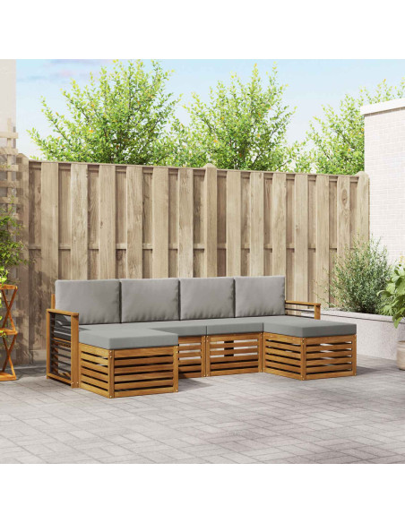 Set divani con cuscino 6 pcs Grigio Naturale e Chiaro