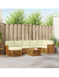 Set divani 8 pcs Naturale e Crema Legno di Acacia Massello