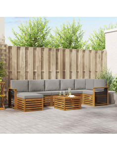 Set divani con cuscino 8 pcs Grigio Naturale e Chiaro