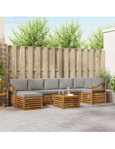 Set divani con cuscino 8 pcs Grigio Naturale e Chiaro