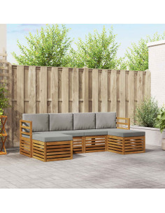 Set divani con cuscino 6 pcs Grigio Naturale e Chiaro