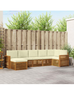 Set divani 7 pcs Naturale e Crema Legno di Acacia Massello